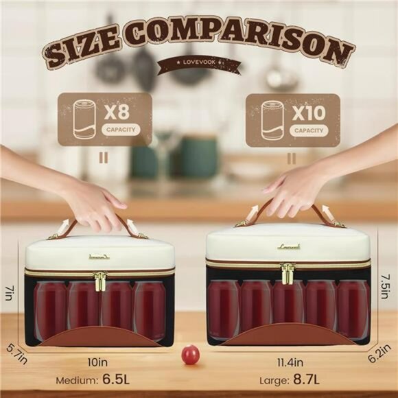 Large insulated lunch bag tote leakproof cooler bag for women work picnic beach - Picture 3 of 7